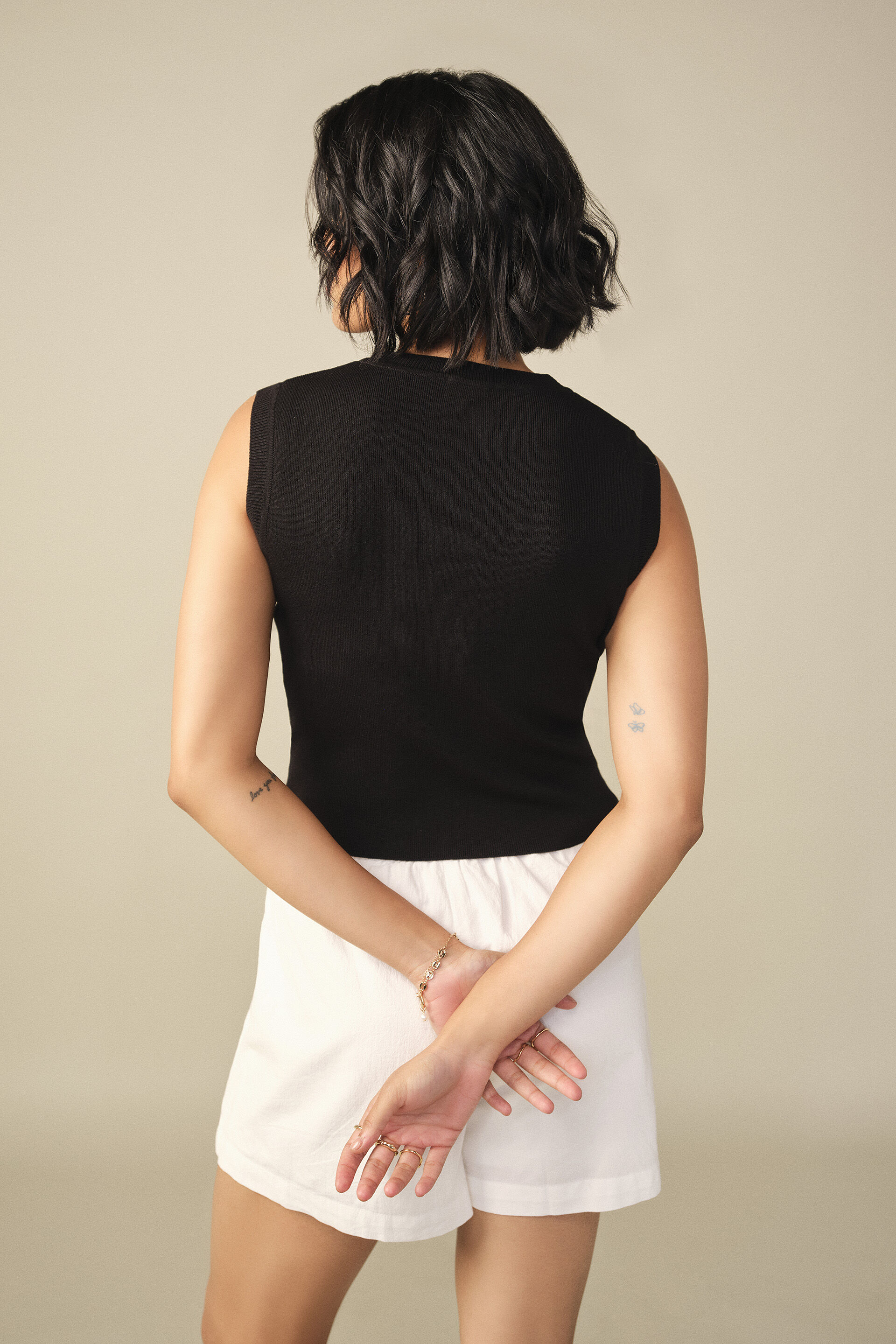 Bodycon Cotton Crop Top in Black, Black, image 5